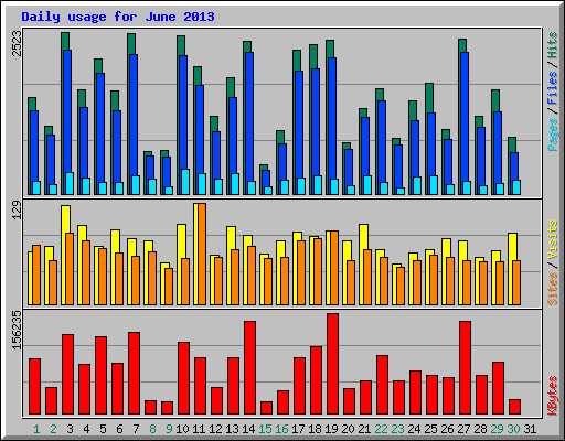 Daily usage for June 2013
