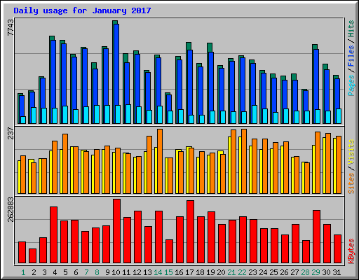 Daily usage for January 2017
