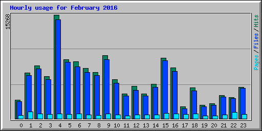 Hourly usage for February 2016